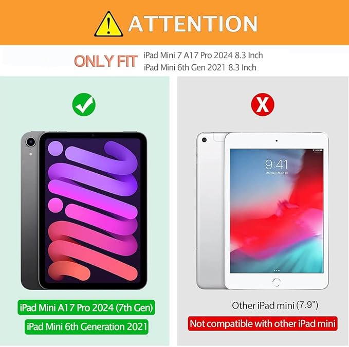 Kids Case for iPad mini 7 (A17 Pro) 2024/ Mini 6 2021, iPad mini 7th/6th Generation Case with Screen Protector - Shockproof with Handle Stand Protective Cover for iPad 8.3 Inch, Lime Green