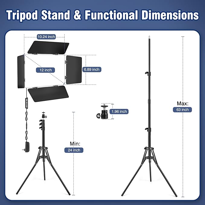 LED Video Lighting Kit with Barn Door, Kewaiaa Bi-Color Studio Lights with Tripod Stand, 3000Lux 2500k-8500k Photography Light for Video Recording/Filming/Live Streaming/YouTube/Photoshoot Shooting