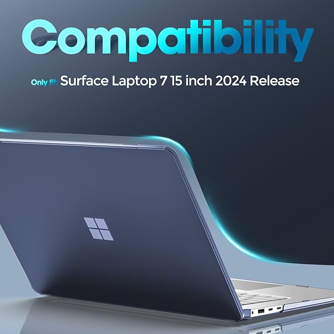 ProCase Protective Case for 15 Inch Microsoft Surface Laptop 7 2024 Release, Hard Shell Transparent Cover with Durable and Lightweight Design -Navyblue