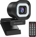 4K Webcam with 5-Level LED Light, 12MP Camera, USB Webcam with Dual Noise-canceling Microphones, PDAF Fast Auto Focus, Remote Control, 360° Rotation, Perfect for Live streaming, Online Meeting