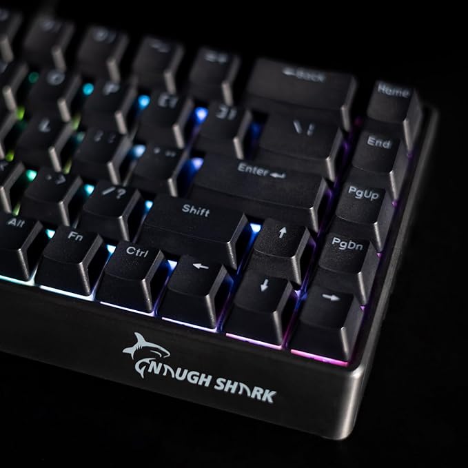 GK GAMAKAY x NaughShark NS68 Rapid Trigger Wired Gaming Keyboard, 65% Hall Effect Mechanical Keyboard, 8KHz Polling Rate 0.01mm RT, Snap Tap, Outemu Peach Crystal Magnetic Switch (Black-Shine Through)