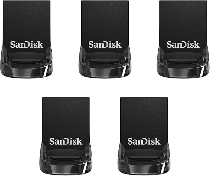 SANDISK 64GB 5-Pack Ultra Fit USB 3.2 Gen 1 Flash Drive (5x64GB) - Up to 300MB/s, Plug-and-Stay Design, Non-Retail Packaging - SDCZ430-064G-GAM5C