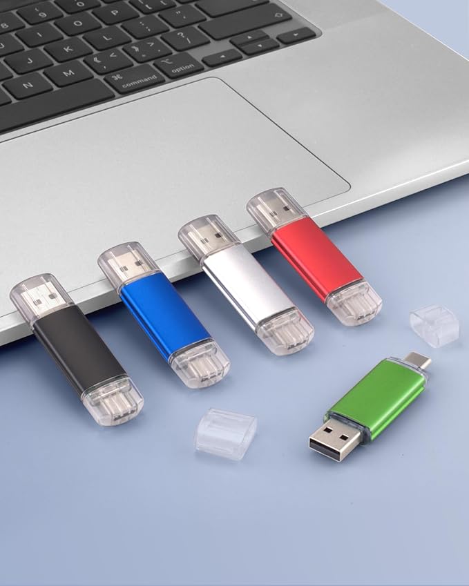 AreTop 32GB USB C Flash Drive USB 2.0 Dual Thumb Drive 32GB USB Drive 2-in-1 Portable Type-C Memory Stick Compatible with iPhone 16/15, Android Smartphone, Computers, MacBook, Tablets, PC, 5 Pack