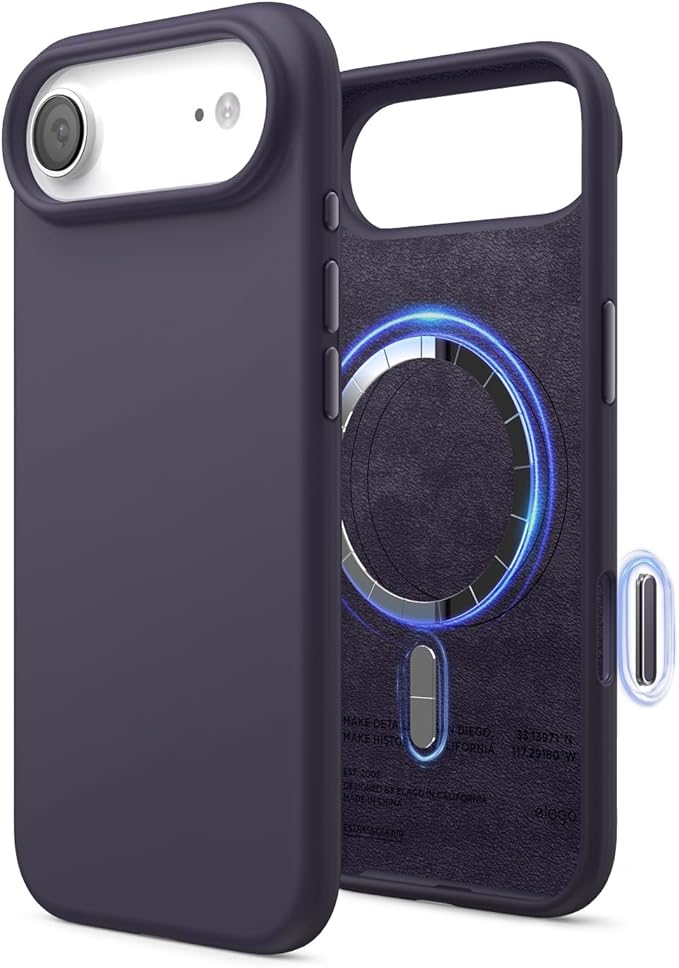 elago for iPhone Air Case, Premium Magnetic Silicone Case, Compatible with MagSafe, Liquid Silicone Material, Protective Cover, Shockproof, Slim Phone, 6.5 inch (Deep Purple)