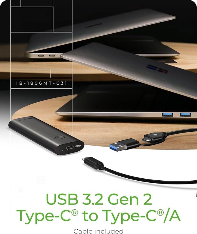 M.2 NVMe SSD Enclosure Adapter,ICY BOX USB 3.2 Gen2 10Gbps Tool-Free, USB C External SSD Enclosure/Reader for M-Key / B+M Key, Support UASP Trim for 2280 2260 2242 2230