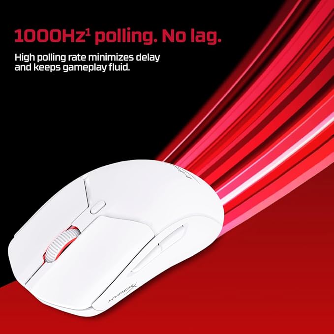 HyperX Pulsefire Haste 2 – Wireless Gaming Mouse- Ultra Lightweight, 61g, 100 Hour Battery Life, Dual Wireless Connectivity, Precision Sensor - White