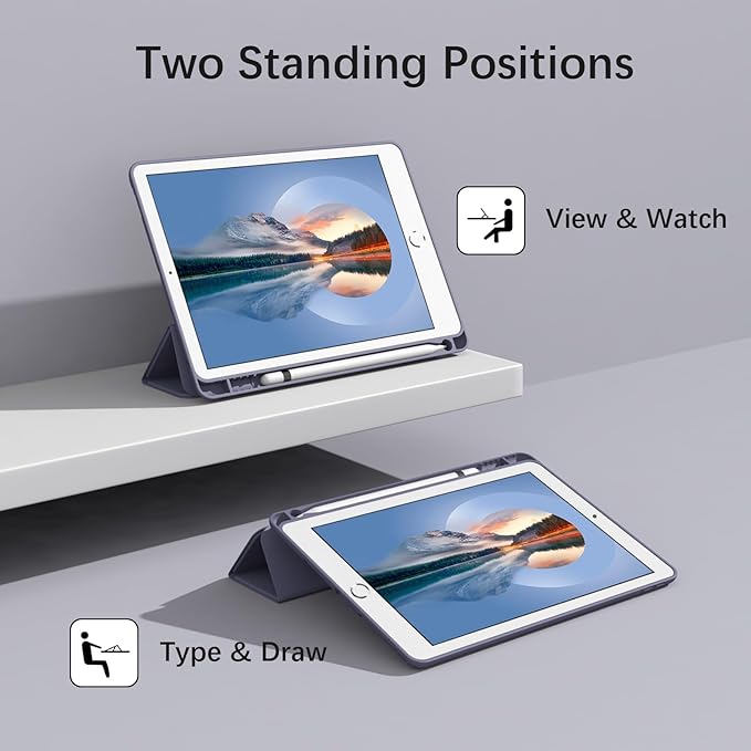 Case for iPad Air 3 / Pro 10.5 Inch, Lightweight Slim Soft TPU Trifold Stand Smart Cover, Auto Sleep/Wake Case with Pencil Holder for iPad Air 3rd Generation/Pro 10.5 - Lavender Gray