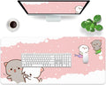 Pink Large Gaming Mouse Pad Cat Desk Pad XXL Cute Mouse Mat 35x15.7x0.12 inch Desk Accessories Kawaii Keyboard Pad (Pink -5)