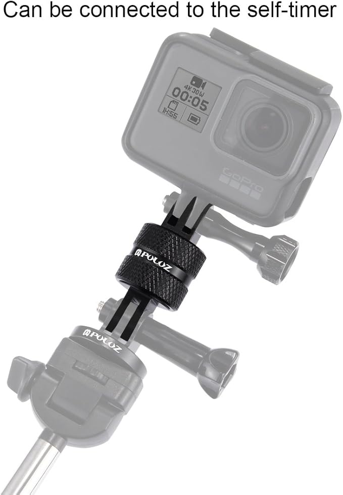 PULUZ 360 Degree Rotation Camera Mount, Metal Swivel Pivot Extension Arm Tripod Mount Adapter Compatible with GoPro 13/12 Black,Hero10/ 9/8/ 7/6/ 5/ Series,DJI, XiaoYi and Other Action Cameras
