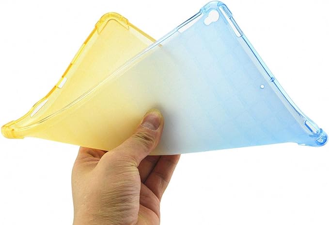 Translucent Frosted TPU Back Case for Apple iPad Air 3 (3rd Gen) 10.5" 2019 and iPad Pro 10.5" (2017) Gradient Color Impact Resistant Corner Protection Shockproof Cover, Blue & Yellow