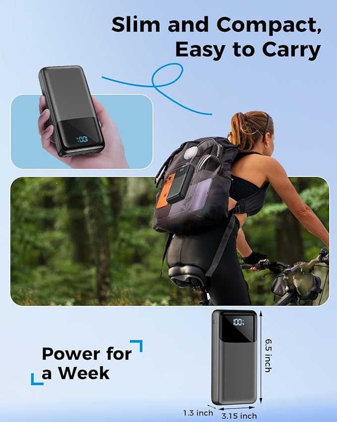 Portable Charger Power Bank 50000mAh, USB-C PD 30W Fast Charging External Battery Pack, Portable Phone Charger for iPhone 17/1615/14/13/12/11 Samsung Android (Gray)