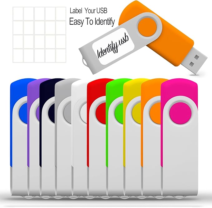 2GB USB Flash Drive 10 Pack JBOS 2 GB USB Drives Memory Stick Swivel 2G Thumb Drives Gig Stick USB2.0 Pen Drive for Date Storage, 2 Gig UBS Flash Drive, Zip Drive, Jump Drive, USB Stick, Mixed Color