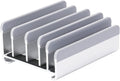 Elestoria 5- Slot Vertical Laptop Stand - Aluminum Laptop Stand Vertical for Desk - Adjustable Width (12-38mm) Fits MacBook Pro/Air, Surface & Gaming Laptops upto 17.3"-Heavy Duty Laptop Holder-Silver