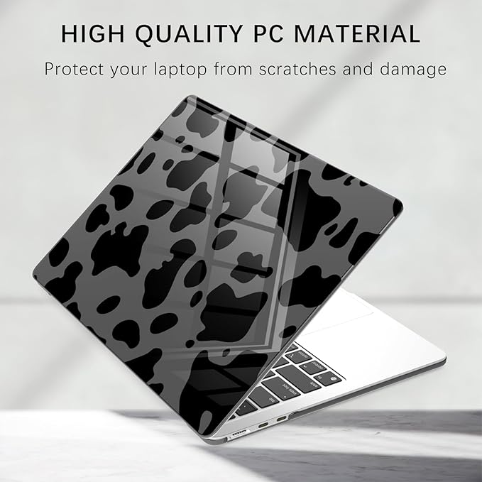 Compatible with MacBook Air 13 inch Case M1 A2337 A2179 A1932 2022 2021 2020 2019 Release, Cute Cow Pattern Protective Hard Shell Clear Black Cover for MacBook Air 13.3 inch
