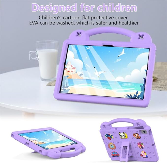 AKABEILA Compatible with Lenovo Tab M10 Plus(3rd Gen) 10.6 (2022)/Huawei MatePad Pro 10.8 (2019/2021)/SE 10.4(2023)/Samsung Tab A8 10.5 Tablet Case, Kids Case with Shoulder Strap - Light Purple
