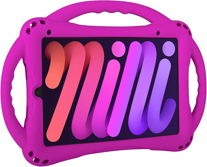 TopEsct Kids Case for iPad mini 7 (A17 Pro) 2024 /iPad Mini6 2021, Shockproof Silicone Cover with Handle Stand for 8.3" iPad mini 6th/7th Gen,Purple
