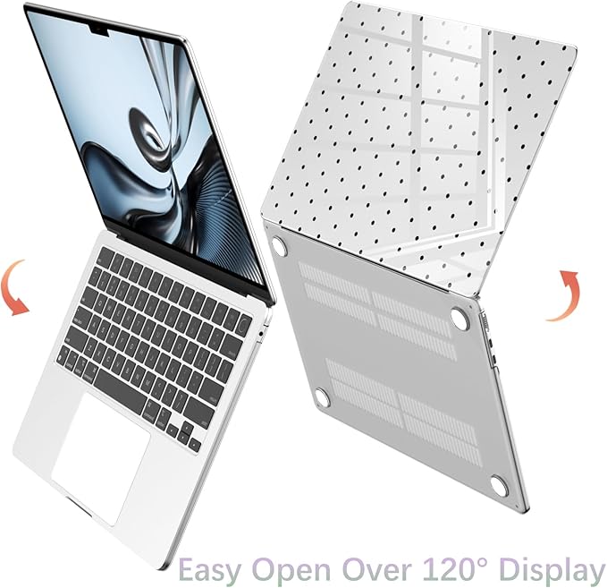 Compatible with MacBook Air 13 inch Case M1 A2337 A2179 A1932 2022 2021 2020 2019 Release, Cute Black Polka Dot Protective Hard Shell Clear Cover for MacBook Air 13.3 inch
