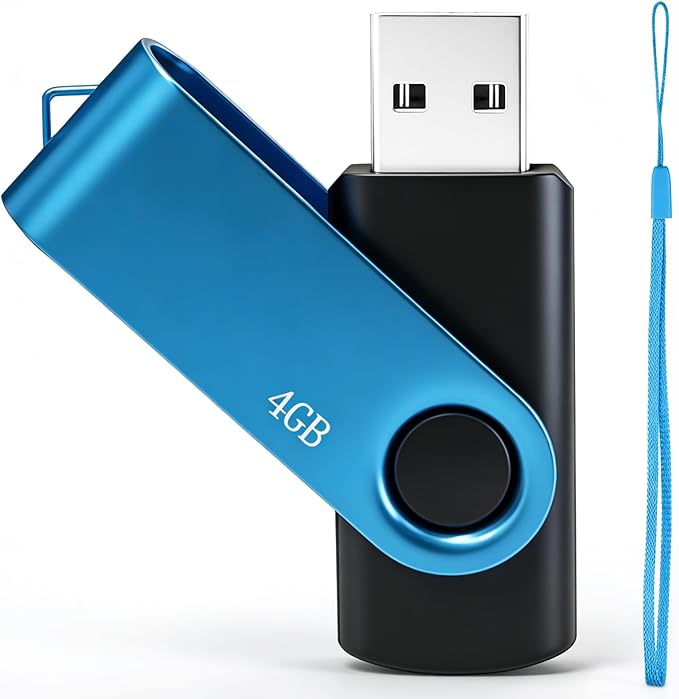 4GB USB Flash Drive 1 Pack Nicepicten Swivel Thumb Drives Jump Zip Drive USB 2.0 Flash Drives 4GB Memory Sticks with Lanyards - Blue