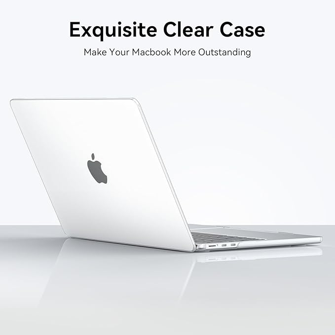 EooCoo Compatible with MacBook Air 13 inch Case M5 2026-2022 M4 M3 M2 Model A3449 A3240 A3113 A2681, Mac Air 13.6 inch Hard Shell & Keyboard Cover & Screen Film & Type-C, Frost Clear
