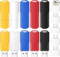 1GB Flash Drives 10 Pack Wooolken USB 2.0 Thumb Drives with 5 Pack USB C Adapters and Lanyards,Memory Sticks for Data Storage