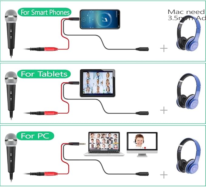 Japard Gaming USB Microphone for PC High Sensitivity, Mini Condenser 3.5 mm Plug for iPhone iPad Android, Broadcast Music Recording Set for Computer Meeting Podcast, Gift for Kids