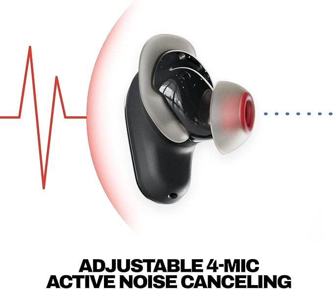 Skullcandy Method 360 ANC Wireless Earbuds, Sound by Bose, Bluetooth Headphones, Premium Noise Cancelling, Up to 40 Hrs Battery, Sweat and Water Resistant, Microphone for iPhone Android - True Black