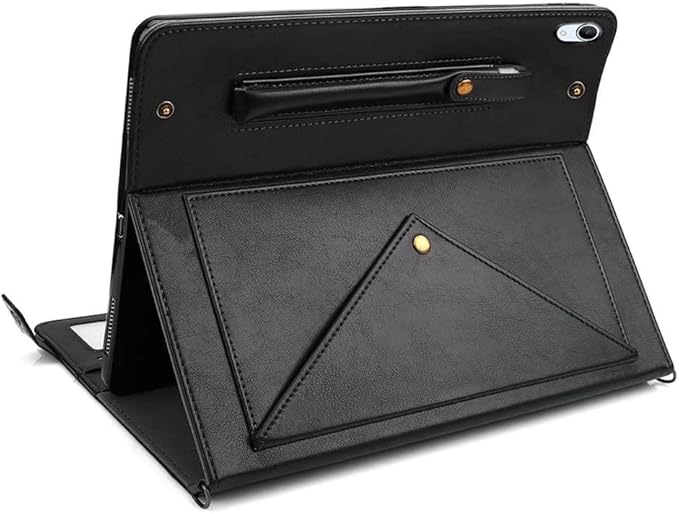 Handbag Case for iPad mini 7 2024 8.3" / Mini 6 2021, Techcircle Folio Stand PU Leather Crossbody iPad mini Cover with Hand Strap+Shoulder Strap, Multi-Card Slots Envelope Pocket Wallet Case, Black