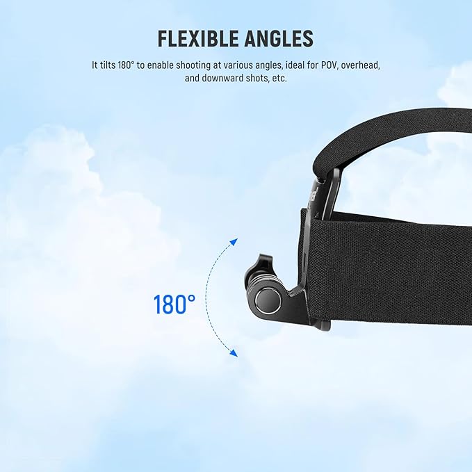 NEEWER Head Strap Mount Compatible with GoPro Hero 13 12 11 10 9 8 Black 7 Silver 7 White, Adjustable Head Mount Action Camera Accessories for POV Video Recording Cycling Surfing, GP-71