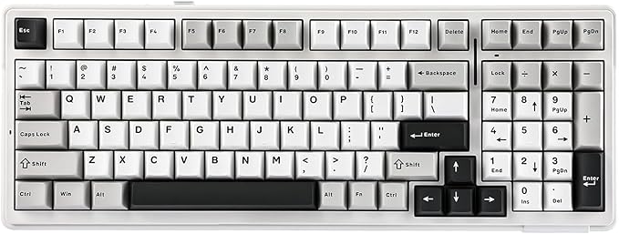 EPOMAKER x Aula F99 Wireless Mechanical Keyboard, Hot Swappable Gasket Custom Gaming Keyboard with Five-Layer Padding, BT/2.4GHz/USB-C, 8000mAh Battery (White Grey, Reaper Switch)