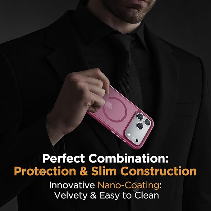 Miracase Magnetic for iPhone 17 Pro Case 6.3" with Screen Protector, [Compatible with MagSafe] Military-Grade Protection, Anti-Fingerprint, Slim Thin Phone Case for 17 Pro Cover, Wine Red