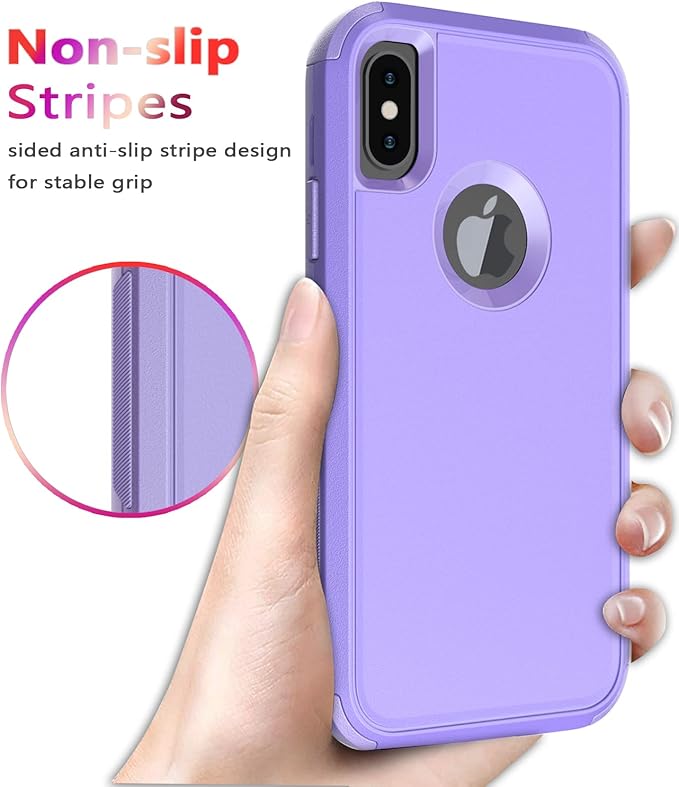 Diverbox for iPhone X Case/iPhone Xs Case [Shockproof] [Dropproof] [Tempered Glass Screen Protector ] Heavy Duty Protection Phone Case Cover for Apple iPhone X/XS (Purple)