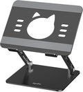Aoviho Laptop Stand for Desk – Adjustable Aluminum Laptop Riser with Unique Cat-Shaped Cooling Vent, Portable Desk Gift & Decor, Compatible with MacBook Air Pro, Dell, HP, Lenovo (10"-17.3"), Black