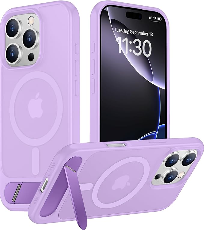 Magnetic Compatible with iPhone 16 Pro Max Case, [Built-in Invisible Kickstand][Compatible with MagSafe][Military Grade Shockproof] Slim Translucent Matte Phone Case for iPhone 16 Pro Max 6.9"