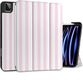 DONGKE Case for 2022/2021/2020/2018 iPad Pro 11 inch Gen 4/3/2/1 - Slim Protective Case - Built in Pencil Holder Support Charging - Trifold Stand & Sleep/Wake Cover- Pink Stripes
