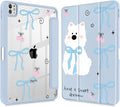 May Chen Case for iPad Pro 11-Inch M5/M4 2025/2024 (6th/5th Generation), Clear Transparent Print Back Shell Slim Stand Shockproof Tablet Cover, Auto Wake/Sleep, Blue Bows Dog