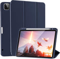Cases for iPad Pro 12.9 Case 6th/5th/4th Generation (2022/2021/2020) with Pencil Holder [Apple Pencil Wireless Charging] Soft TPU Smart Tri-fold Stand Protective Cover(Dark Blue)