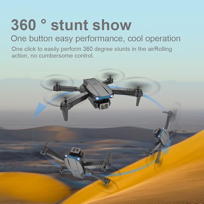Sonilco E99 Mini Drone with Dual Camera, Altitude Hold, One-Key Takeoff/Landing, Foldable Design, Gyroscope, Headless Mode, 2 Batteries, 9–12min Flight Time, Brushed Motor – Wi-Fi FPV Drone for Beginners & Teenagers (Ages 14+) (Black)