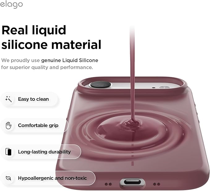 elago for iPhone Air Case, Premium Magnetic Silicone Case, Compatible with MagSafe, Liquid Silicone Material, Protective Cover, Shockproof, Slim Phone, 6.5 inch (Burgundy)