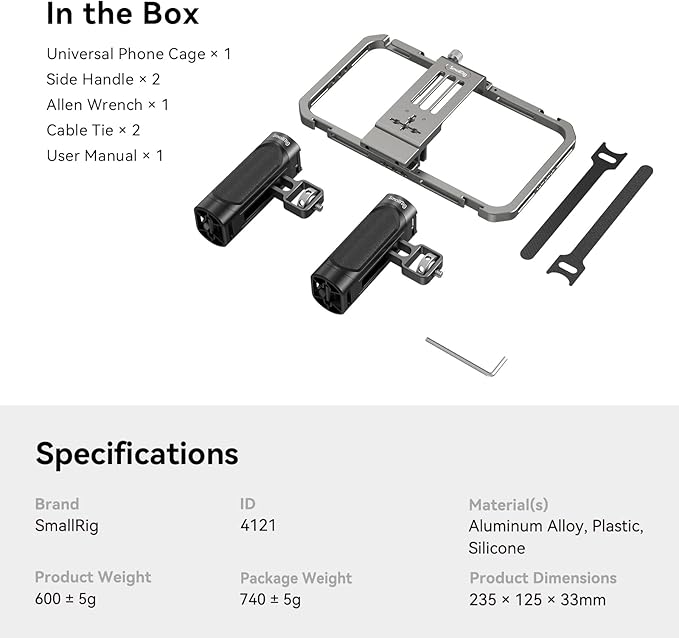 SmallRig Universal Phone Cage, Smartphone Video Rig Kit with Handles, Handheld Filmmaking Vlogging Case Stabilizer for Videomaker, for iPhone 17/16/15 for Samsung for Pixel and Other Android Phones