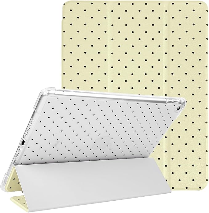 Lovmooful Compatible for iPad 9/8/7 (10.2-Inch,2021/2020/2019 Model,9th/8th/7th Generation) Case with Pencil Holder Cute Polka Dot with Aesthetic Design Soft TPU Trifold Stand Protective-Yellow