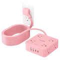 Power Strips with Surge Protection, SMALLRT Extension Cord with Multiple Outlets, 10FT Flat Plug Power Strip with USB Ports, 8 Outlets, Outlet Extender Surge Protector Outlet for Home Office, Pink