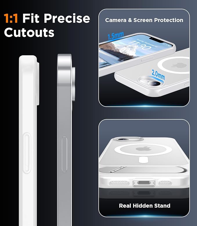 Magnetic Compatible with SE4 Case, [Built-in Invisible Kickstand][Military Grade Shockproof] Slim Translucent Matte Phone Case