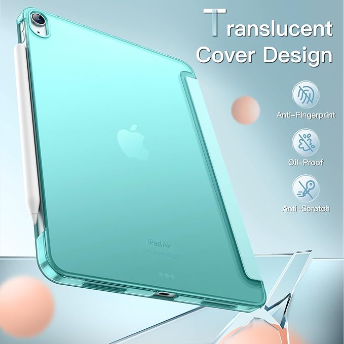 JETech Case ONLY for iPad Air 11-Inch M4/M3/M2 (2026/2025/2024), iPad Air 5/4 (2022/2020 5th/4th Generation 10.9-Inch), Slim Stand Hard Back Shell Cover with Auto Wake/Sleep (Mint Blue)