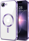 Hython Magnetic Clear for iPhone 17e Case with Camera Lens Protector [Compatible with MagSafe] Luxury Plating Edge Slim Soft TPU Cover Protective Phone Case for iPhone 17e 6.1", Light Purple