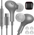 iMangoo for Apple USB C Wired Headphones, Hi-Fi Sound Corded Earbuds, Ergonomic Small in Ear Buds for iPhone 17 Pro Max/17e/16 Plus/16e/15, for Samsung S26/S25 Ultra/for Pixel Type C Earphones Grey