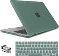 IBENZER Compatible with MacBook Pro 15 Inch Case 2019 2018 2017 2016 A1990 A1707, Hard Shell Case with Keyboard Cover & Type C Adapter for Mac Pro 15 Touch Bar, Midnitht Green, T15-MTGN+1TC