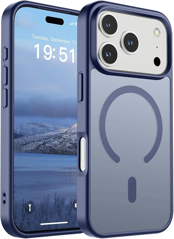 SUPFINE Magnetic for iPhone 17 Pro Case (Compatible with MagSafe)(Military Grade Drop Protection) Translucent Matte Shockproof with Anti-Fingerprint Phone Cover,Lavender Gray