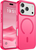 SUPFINE Magnetic for iPhone 17 Pro Case (Compatible with MagSafe)(Military Grade Drop Protection) Translucent Matte Shockproof with Anti-Fingerprint Phone Cover 2025,Hot Pink