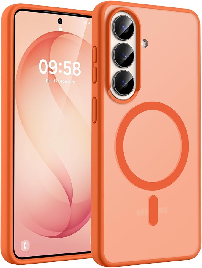 TOCOL for Samsung Galaxy S26 Case, Compatible with Magsafe, Full Camera Protection, Built-in Magnetic Ring, Drop Protection, Translucent Matte Phone Case for S26 6.3 inch (Orange)
