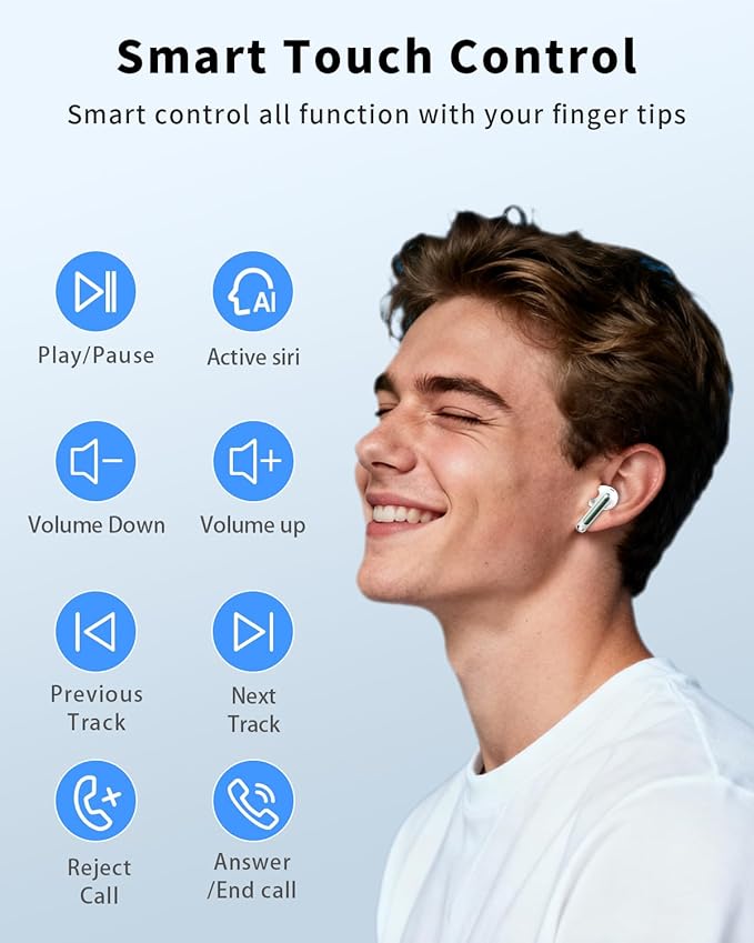 XIAOWTEK Wireless Earbuds, Bluetooth 5.4 Headphones with 50H Playback, Deep Bass Stereo Ear Buds Clear Calls with LED Power Display, Light Green